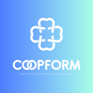 Coopform - Cooperativa de formación Odontológica-logo degradado-azul fondo
